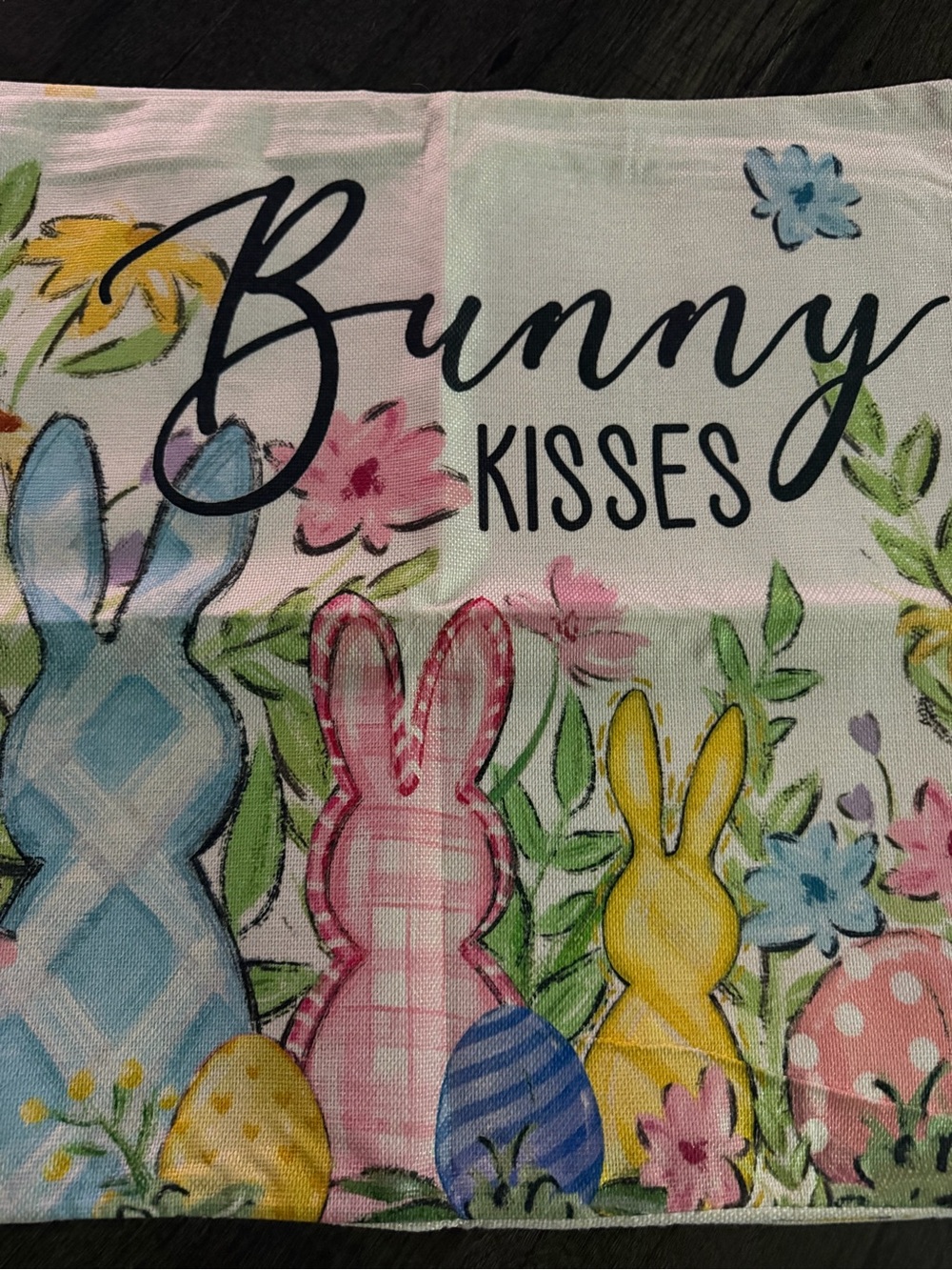 Bunny Kisses Decorative Spring Tea Towel - Pastel Bunnies